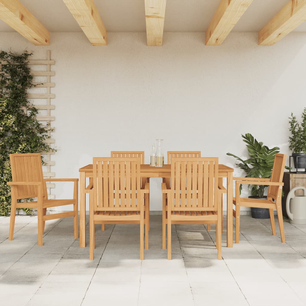 vidaXL Gartenstühle 6 Stk. Stapelbar 56,5x57,5x91 cm Massivholz Teak