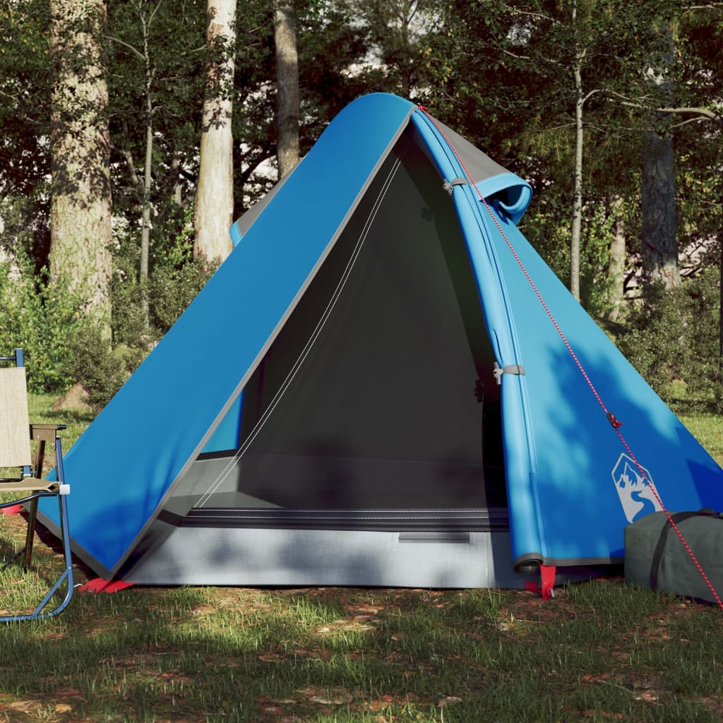 vidaXL Cort de camping 2 persoane albastru, 267x154x117 cm, tafta 185T