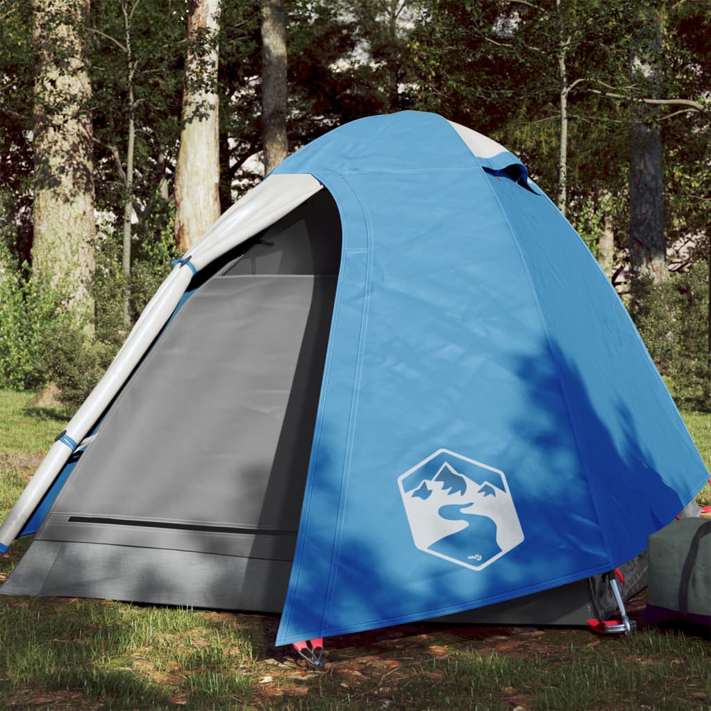 vidaXL Cort de camping 2 persoane albastru, 254x135x112 cm, tafta 185T