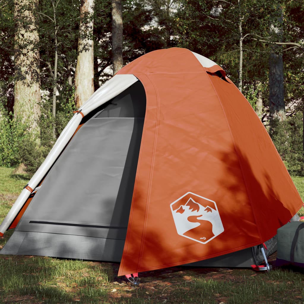 vidaXL Cort camping 2 persoane gri/portocaliu 254x135x112cm tafta 185T