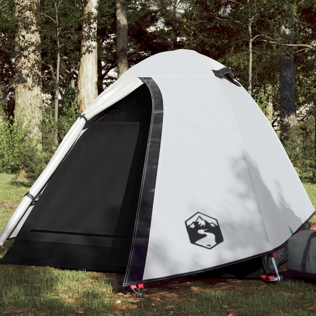 vidaXL Cort camping 2 pers., alb opac, impermeabil, configurare rapidă