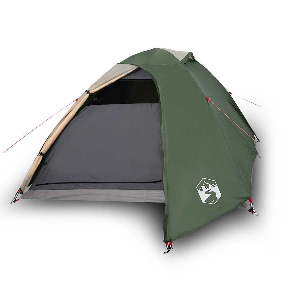 vidaXL Cort de camping cupolă pentru 3 persoane, verde, impermeabil