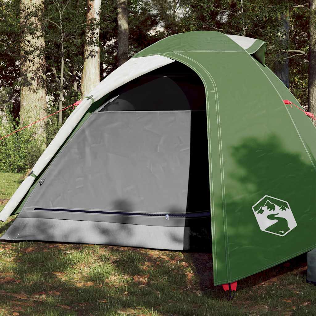 vidaXL Cort de camping cupolă pentru 3 persoane, verde, impermeabil