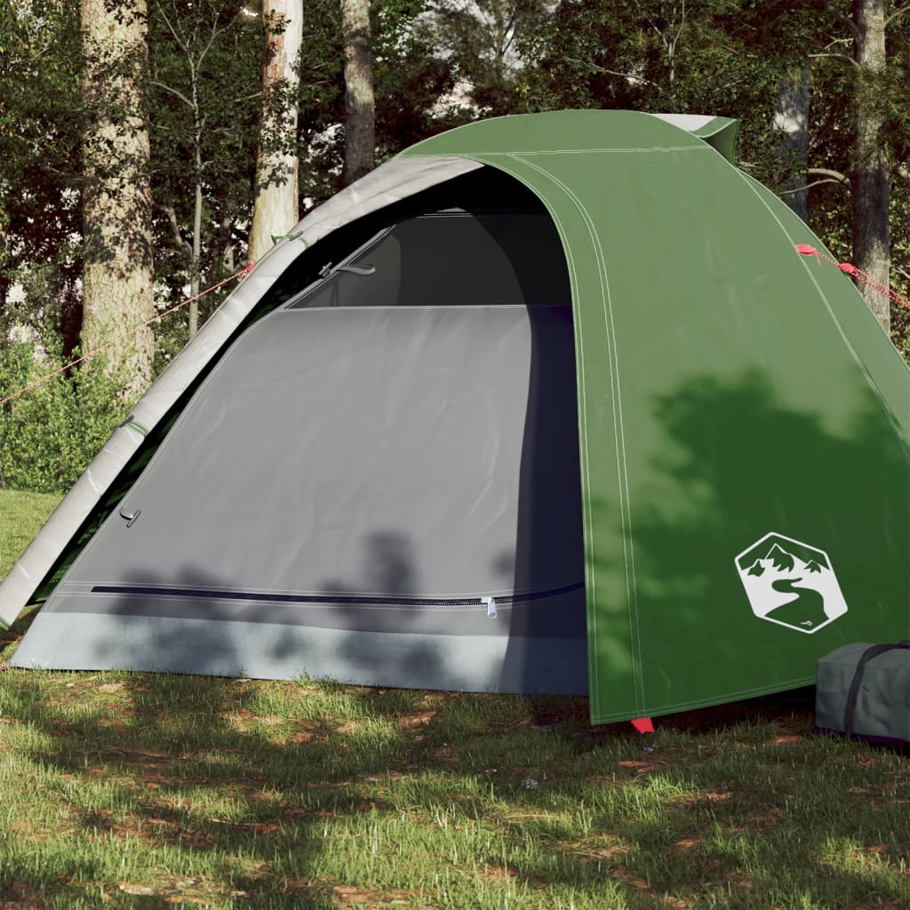 vidaXL Cort de camping 4 persoane, verde, 267x272x145 cm, tafta 185T