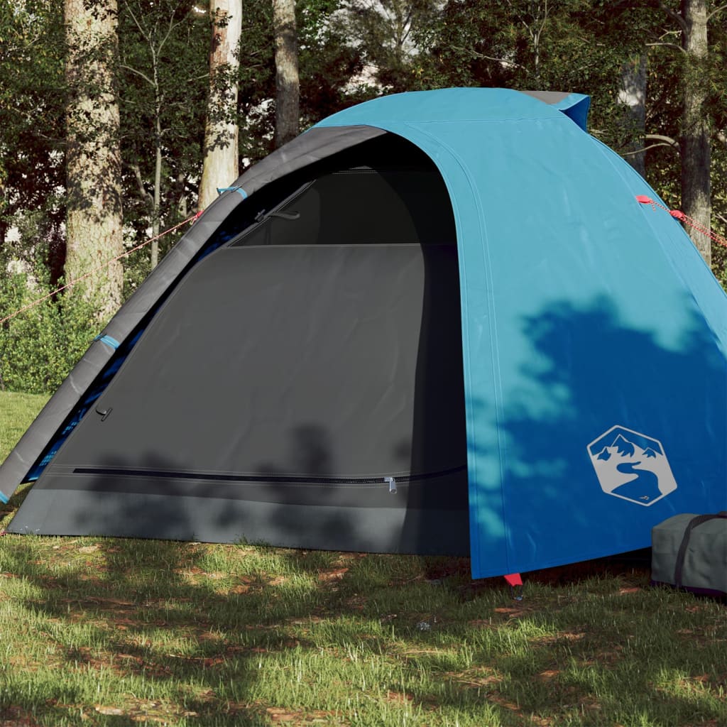 vidaXL Cort de camping 4 persoane albastru, 267x272x145 cm, tafta 185T