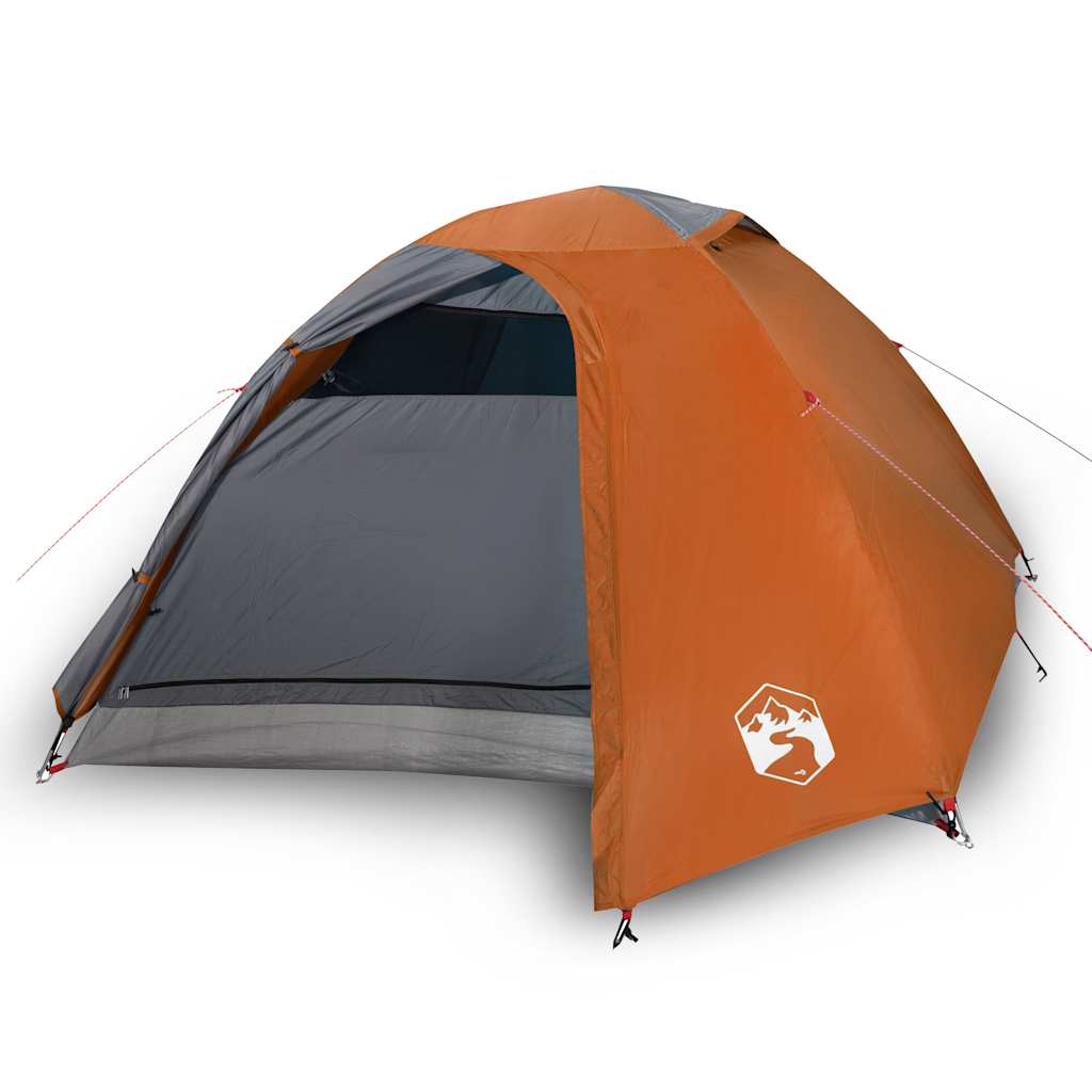 vidaXL Cort de camping pentru 4 persoane, gri/portocaliu, impermeabil