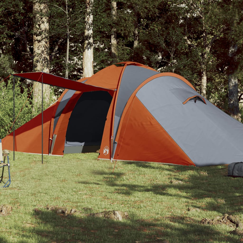 vidaXL Cort de camping 6 pers., gri/oranj, impermeabil, setare rapidă