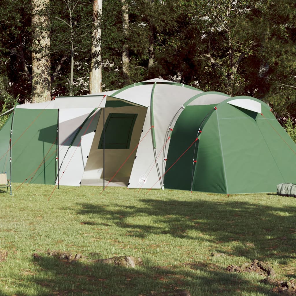 vidaXL Cort de camping 12 persoane, verde, 840x720x200 cm, tafta 185T