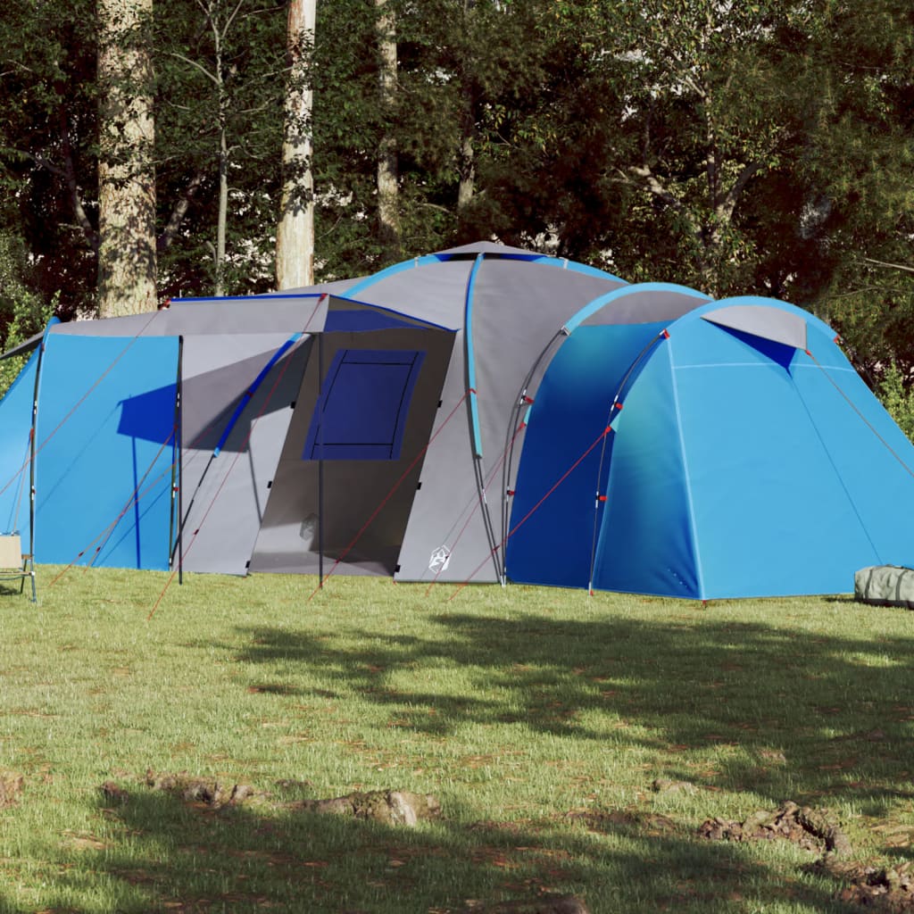 vidaXL Cort camping 12 persoane, albastru, țesătură opacă, impermeabil