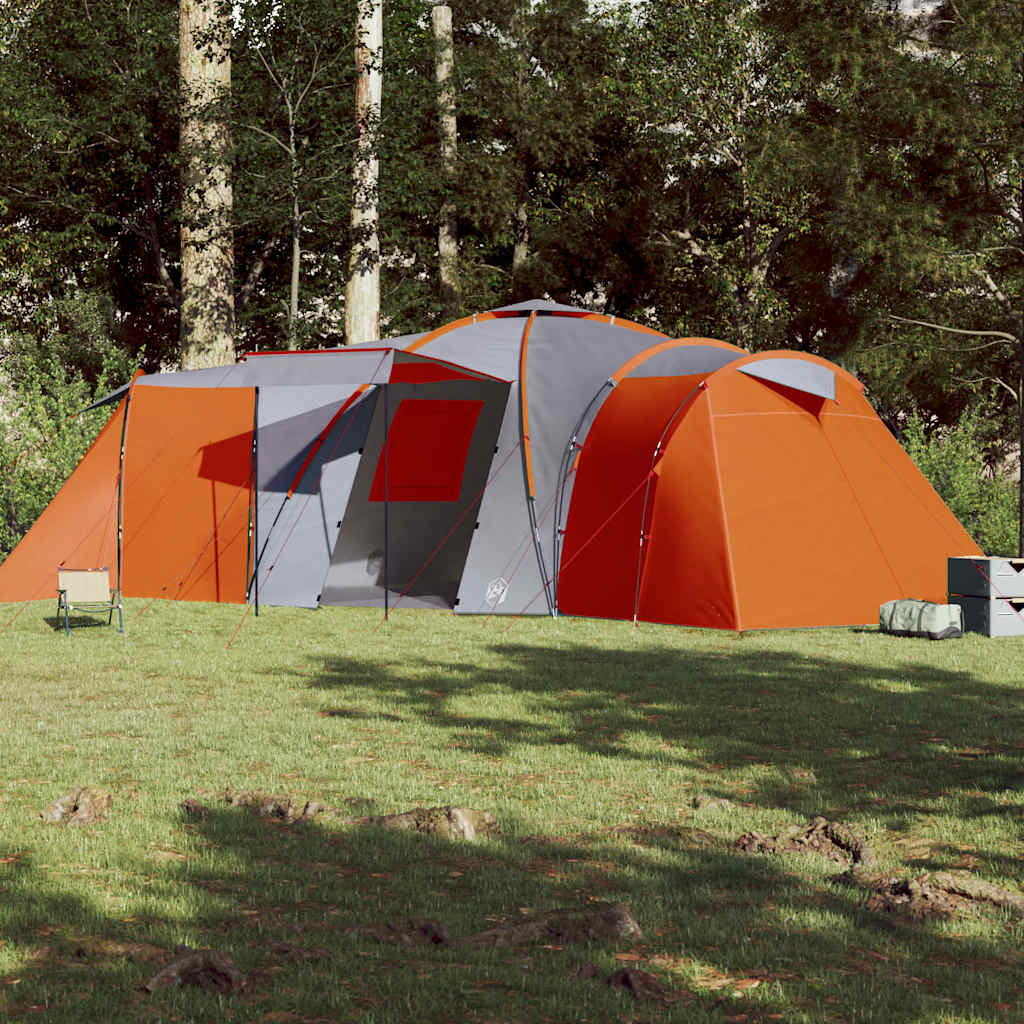 vidaXL Koepeltent 12-persoons waterdicht grijs en oranje afbeelding