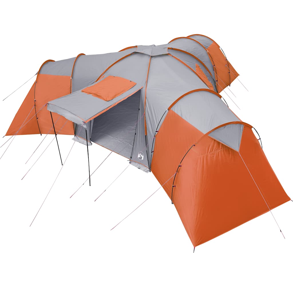 Tente de Camping 12 Personnes Auvent Abri Gris et boutiques Orange Imperméable vidaXL