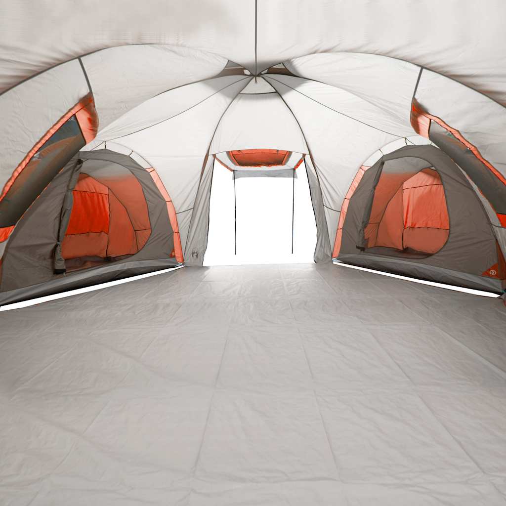 Tente de Camping 12 Personnes Auvent Abri Gris et Orange Imperméable boutiques vidaXL