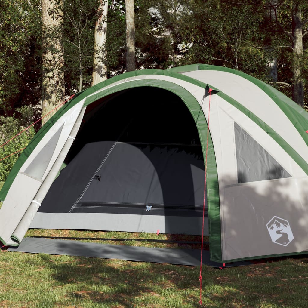 vidaXL Cort de camping 4 persoane, verde, 300x250x132 cm, tafta 185T