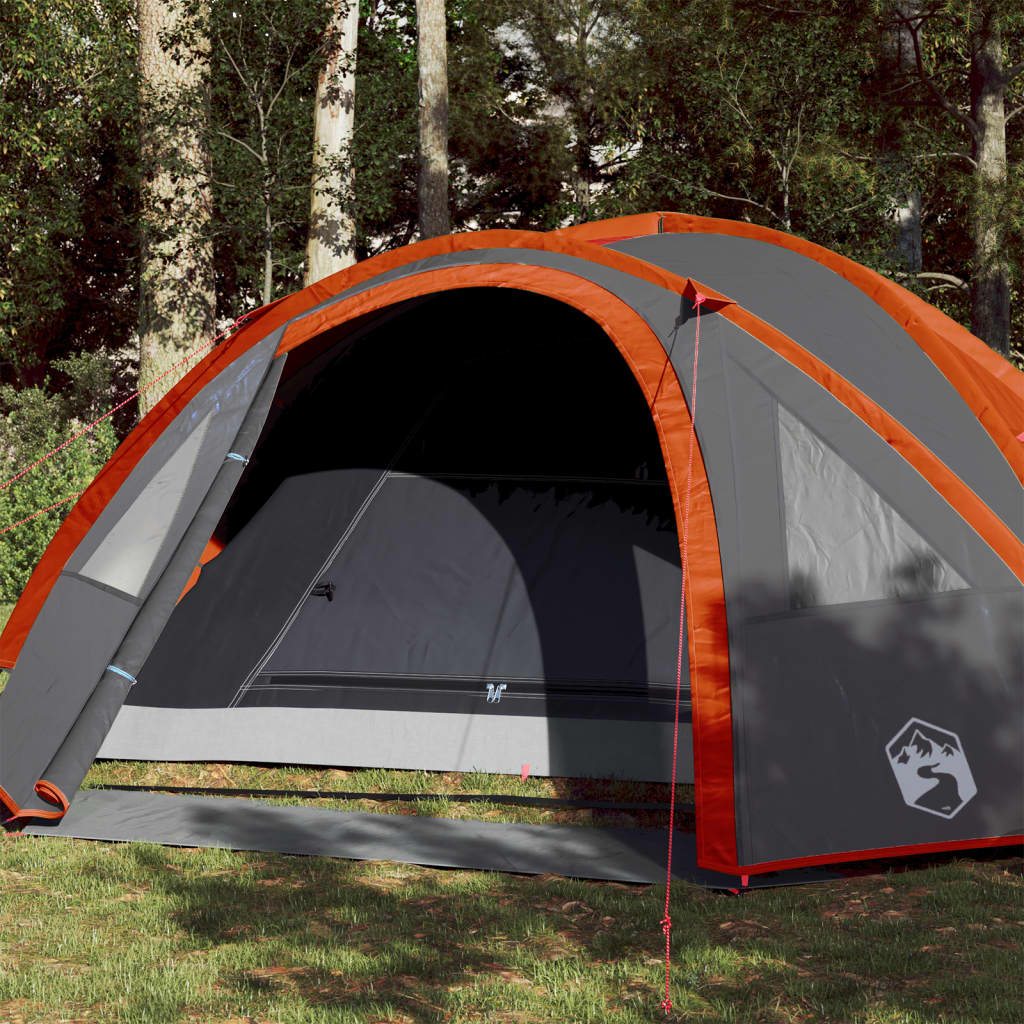 vidaXL Cort camping 4 persoane gri/portocaliu 300x250x132cm tafta 185T