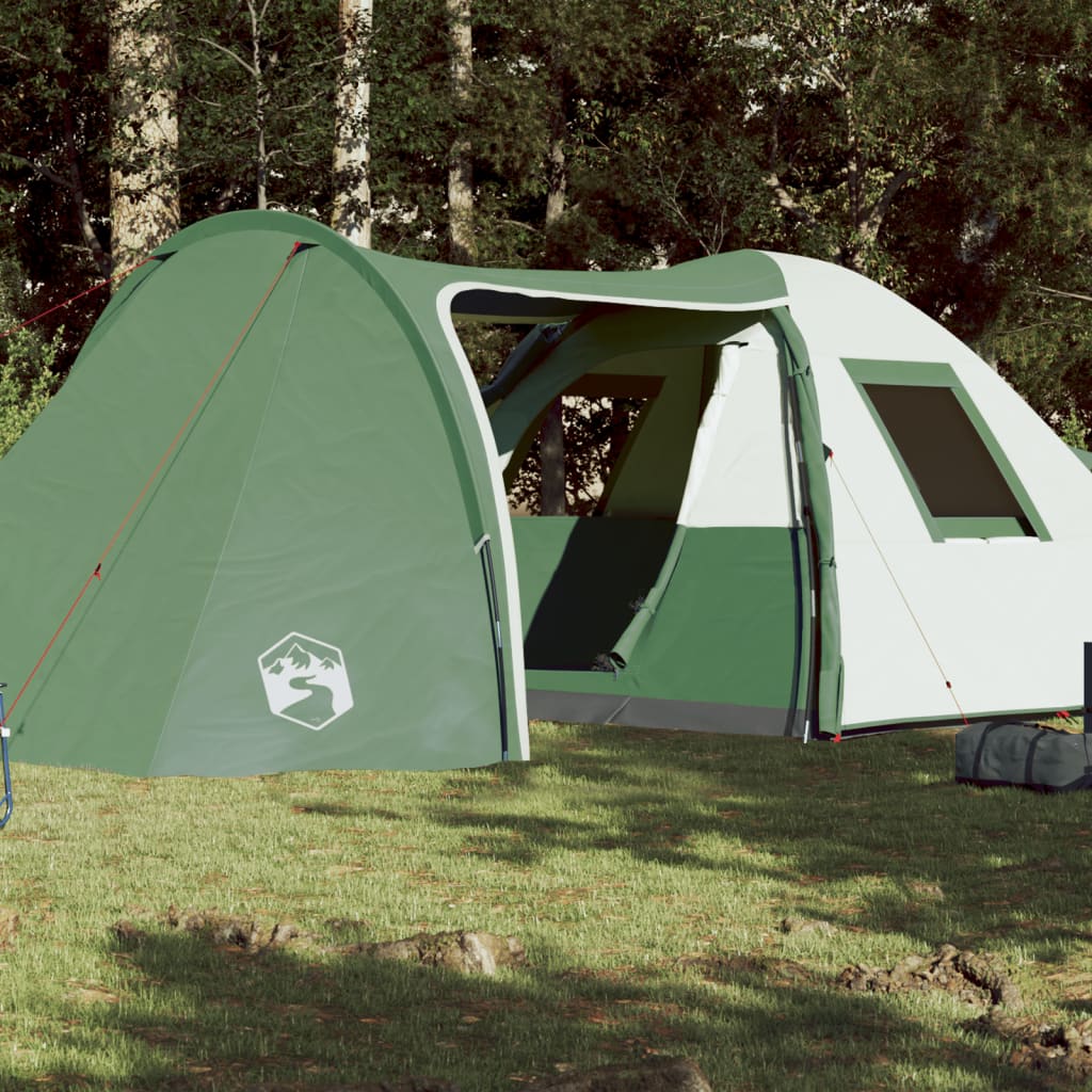 vidaXL Cort de camping 6 persoane, verde, 466x342x200 cm, tafta 185T