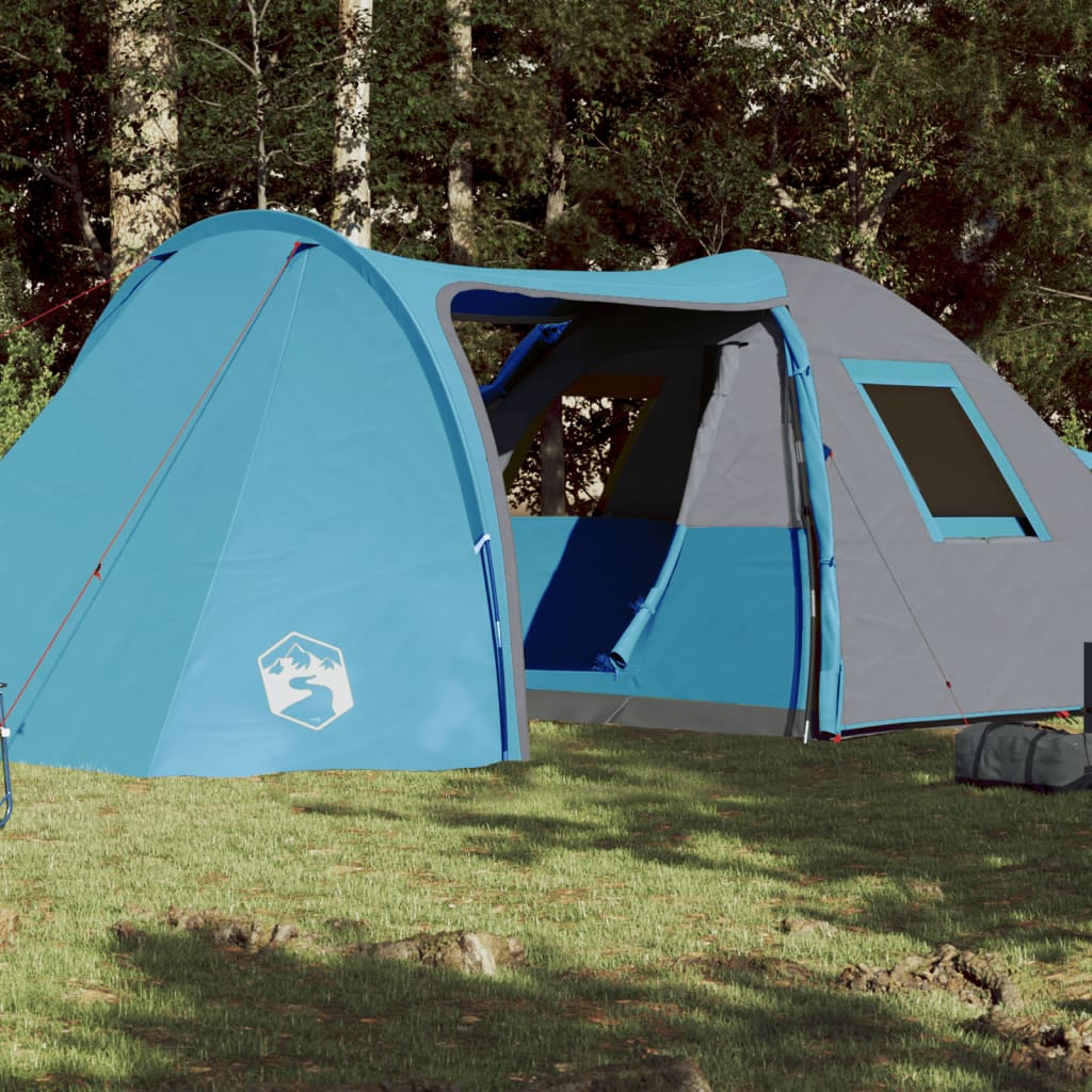 Campingzelt 6 Personen Blau 466x342x200 cm 185T Taft