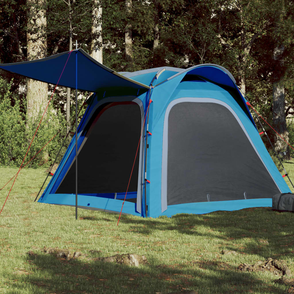 vidaXL Cort de camping 4 persoane albastru, 240x221x160 cm, tafta 185T