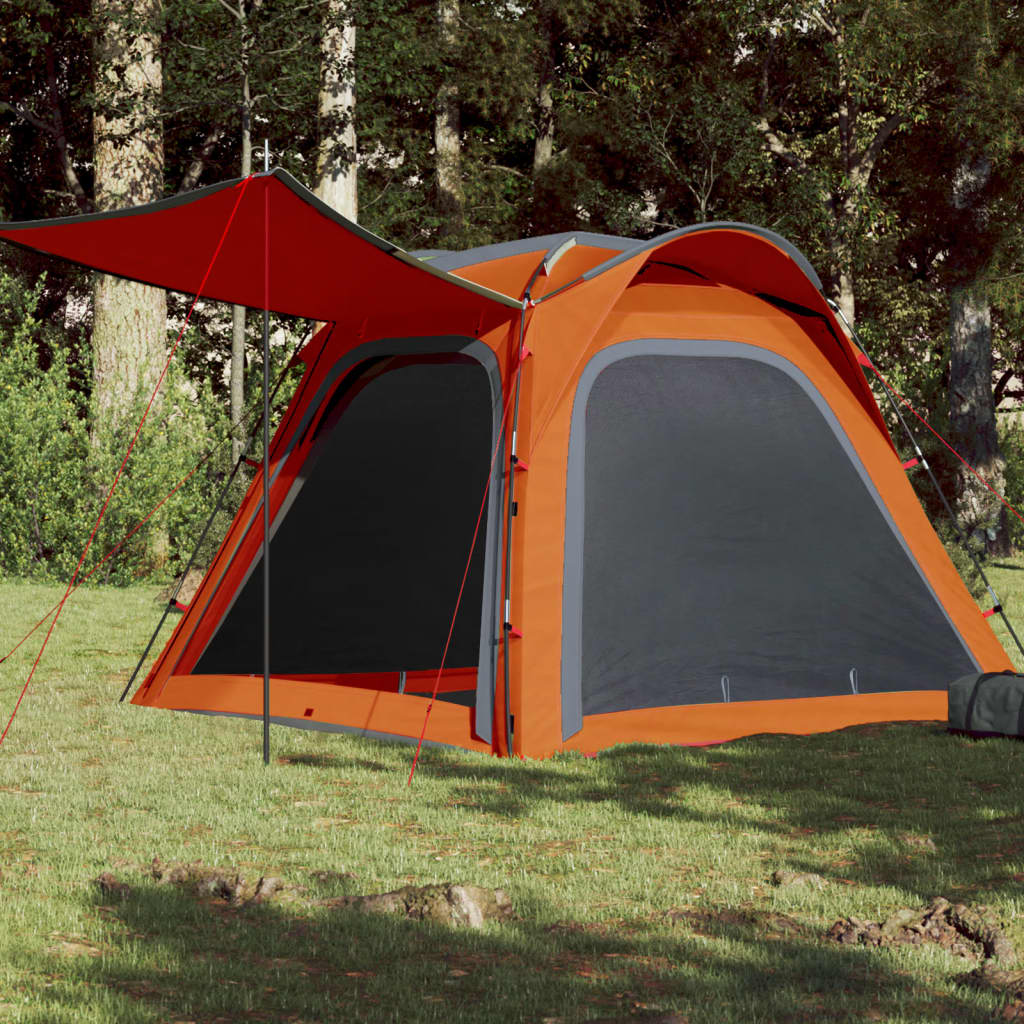 vidaXL Cort camping 4 persoane gri/portocaliu 240x221x160cm tafta 185T