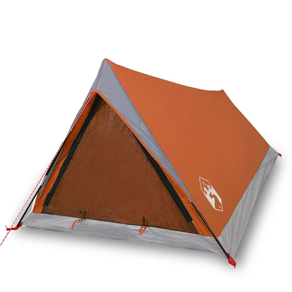 vidaXL Cort de camping pentru 2 persoane, gri/portocaliu, impermeabil
