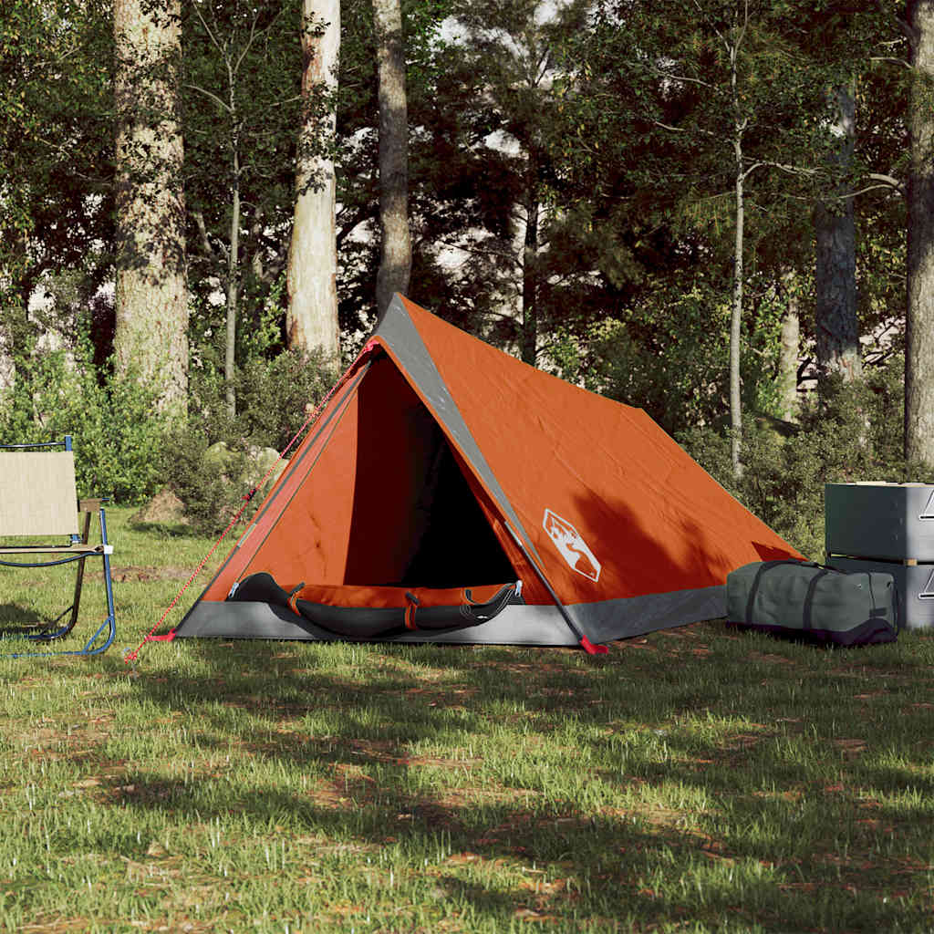 vidaXL Tent 2-persoons waterdicht grijs en oranje afbeelding