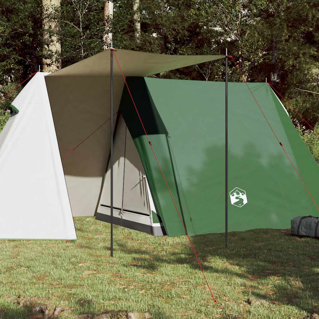 vidaXL Cort de camping pentru 3 persoane, verde, impermeabil