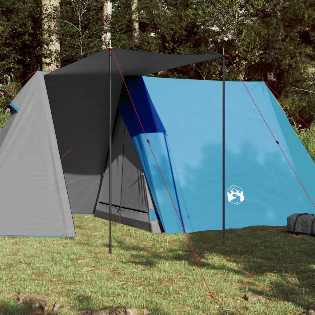 vidaXL Cort de camping 3 persoane albastru, 465x220x170 cm, tafta 185T