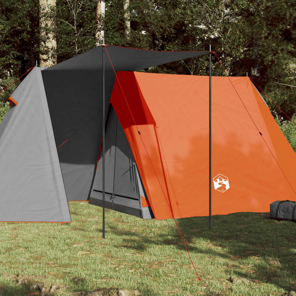 vidaXL Cort de camping 3 pers., gri/oranj, impermeabil, setare rapidă