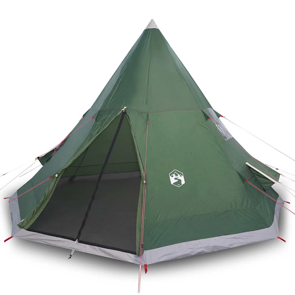 vidaXL Cort de camping tipi pentru 4 persoane, verde, impermeabil