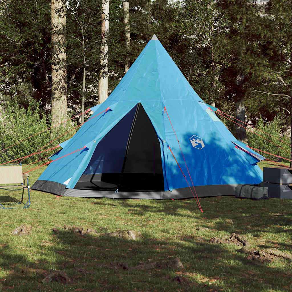vidaXL Cort de camping tipi pentru 4 persoane, albastru, impermeabil