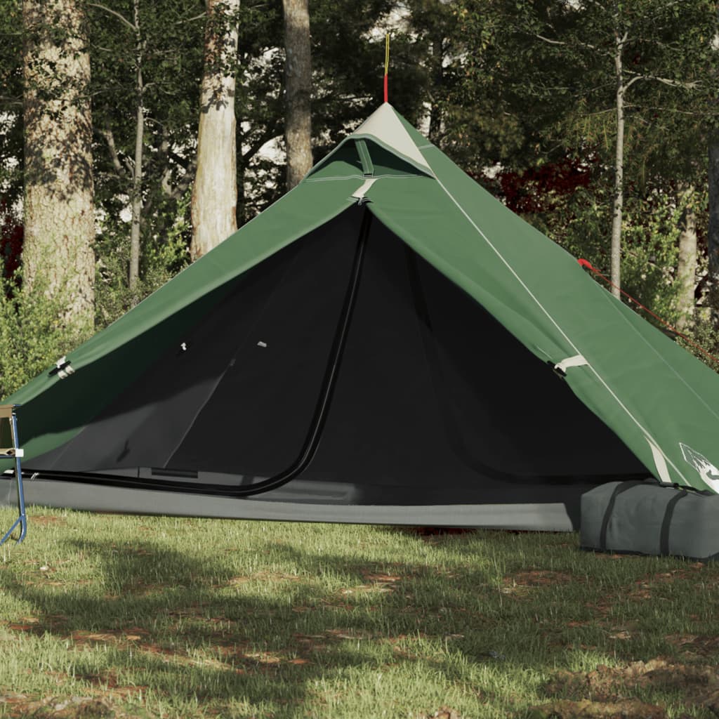 vidaXL Cort de camping 1 persoane, verde, 255x153x130 cm, tafta 185T