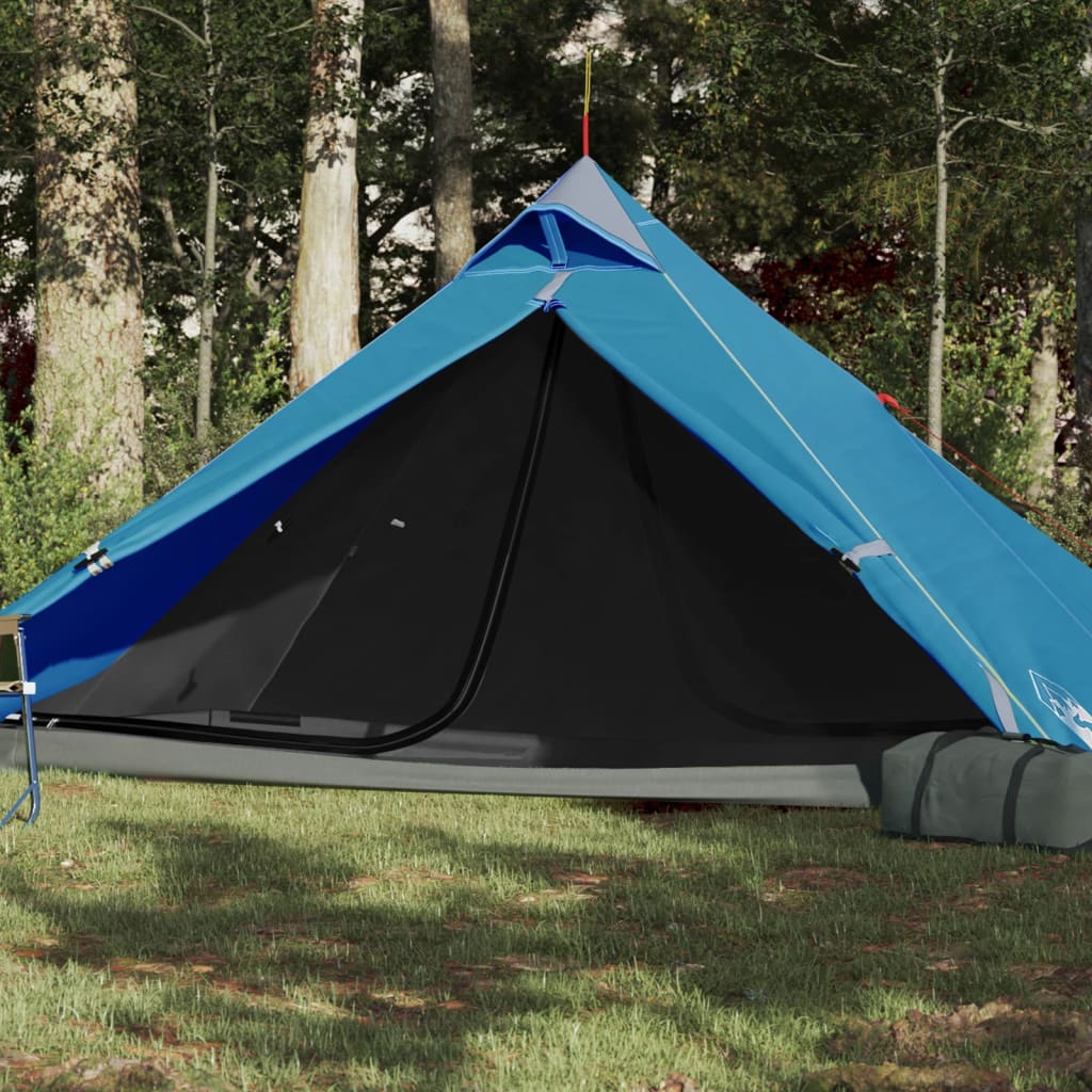 vidaXL Cort de camping 1 persoane albastru, 255x153x130 cm, tafta 185T