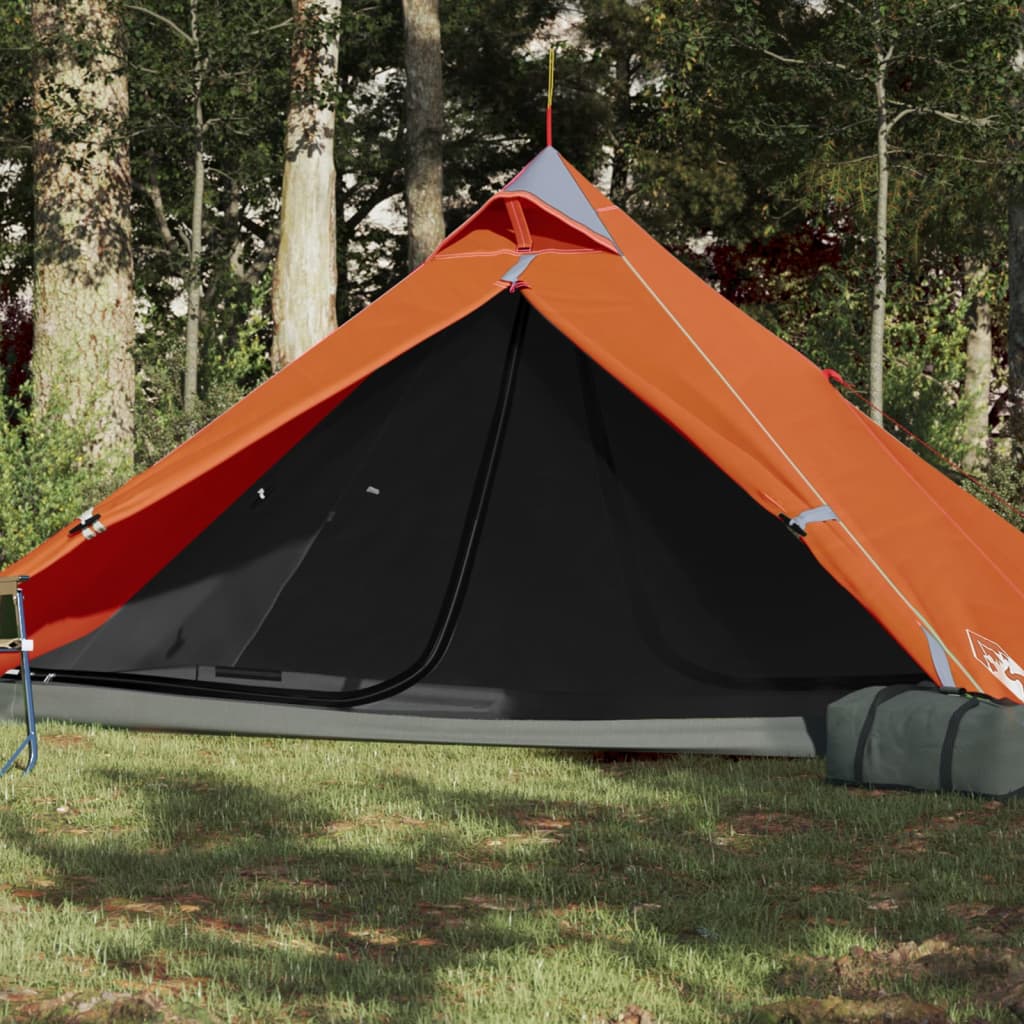 vidaXL Cort camping, 1 persoană, gri/oranj, țesătură opacă impermeabil