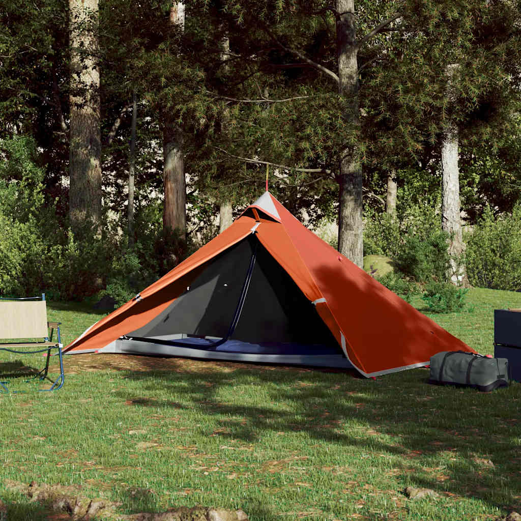 vidaXL Cort de camping tipi pentru 1 persoană, portocaliu, impermeabil