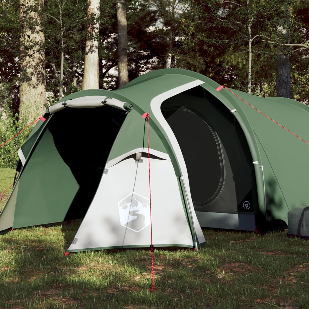 vidaXL Cort camping, 3 persoane, verde, țesătură opacă, impermeabil