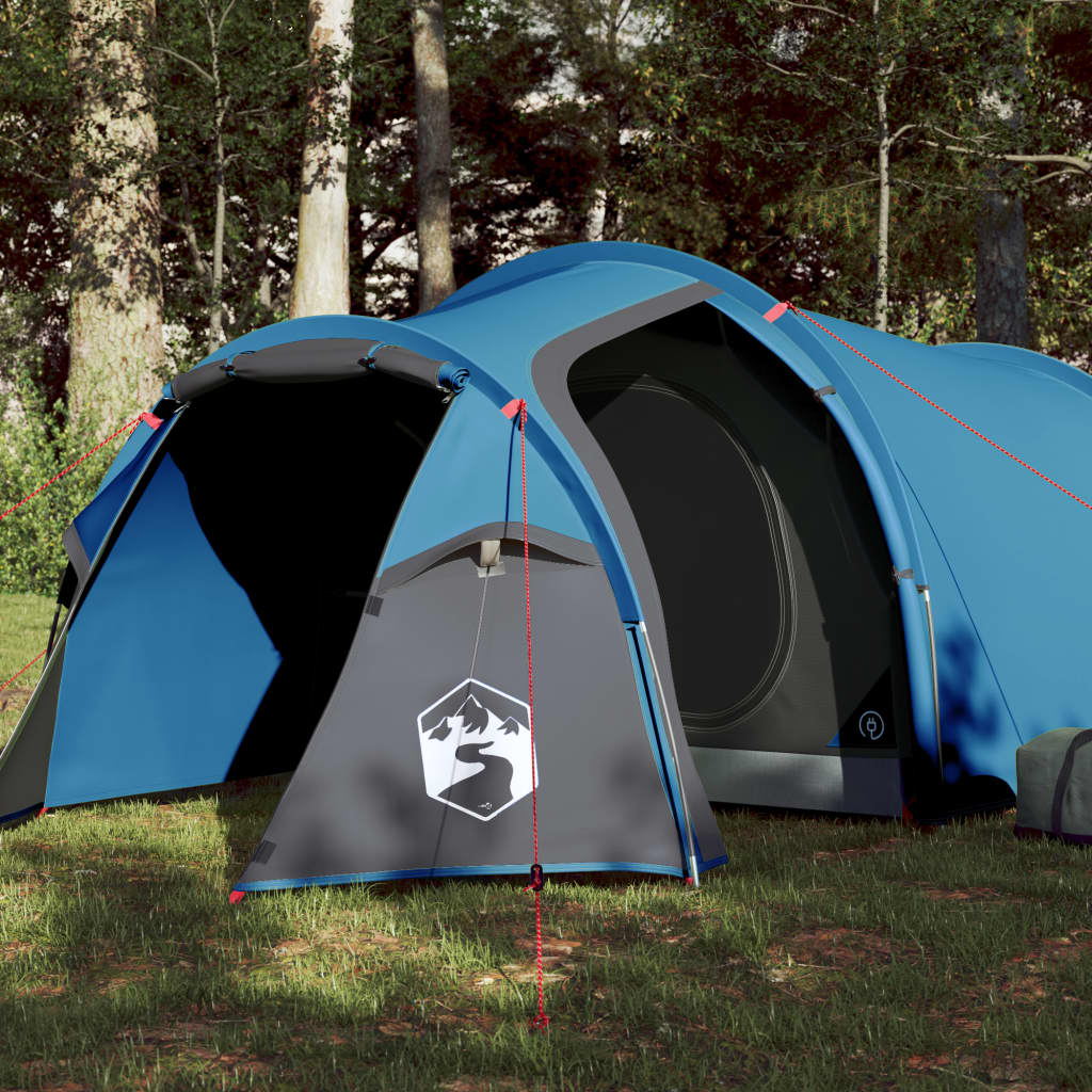 vidaXL Cort de camping 4 persoane albastru, 360x135x105 cm, tafta 185T