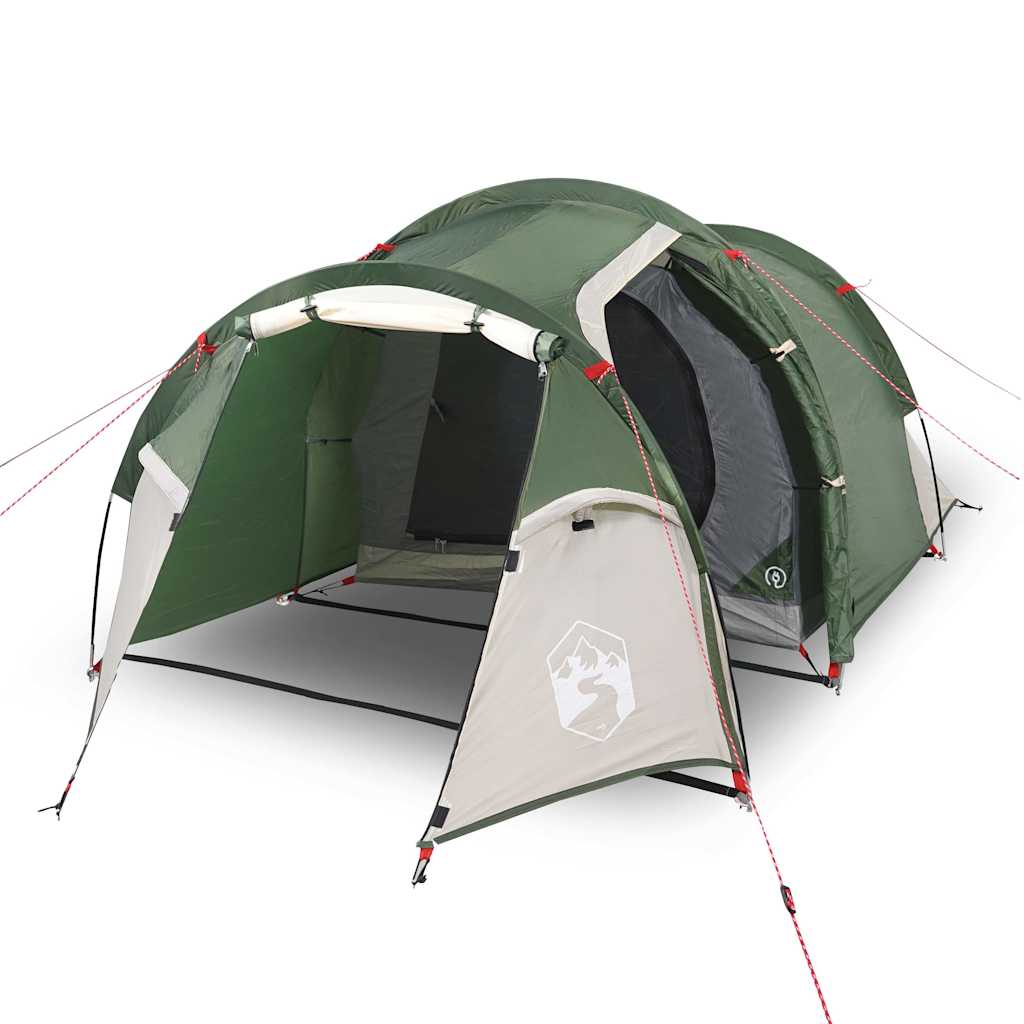 vidaXL Cort de camping pentru 3 persoane, verde, impermeabil