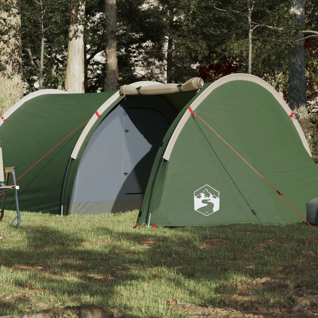 vidaXL Cort de camping 4 persoane, verde, 405x170x106 cm, tafta 185T