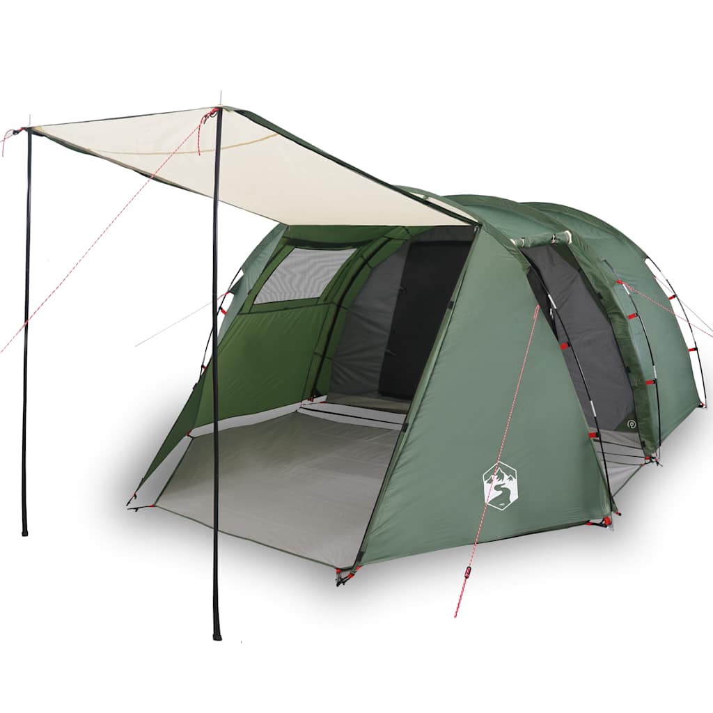 vidaXL Cort de camping tunel pentru 4 persoane, verde, impermeabil