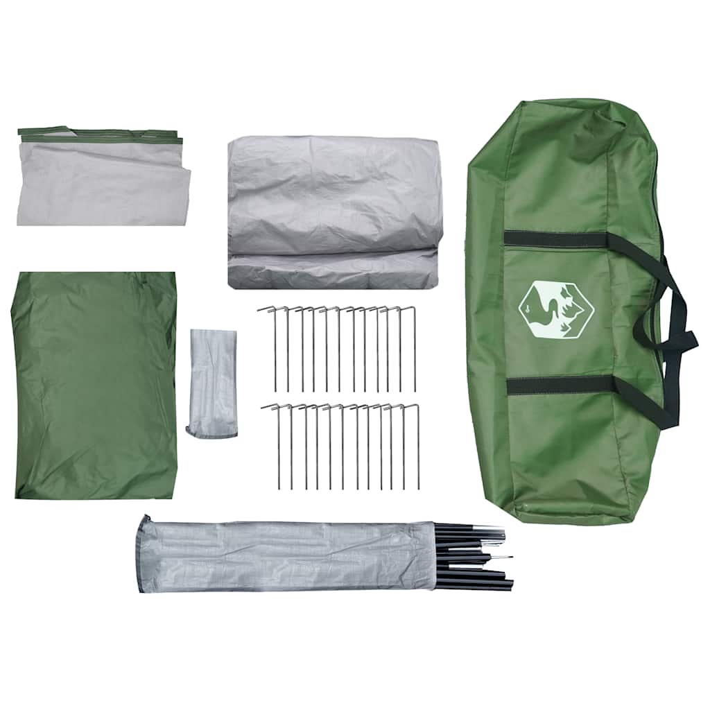 kempinga telts, tuneļa, 4 personām, zaļa, ūdensnecaurlaidīga