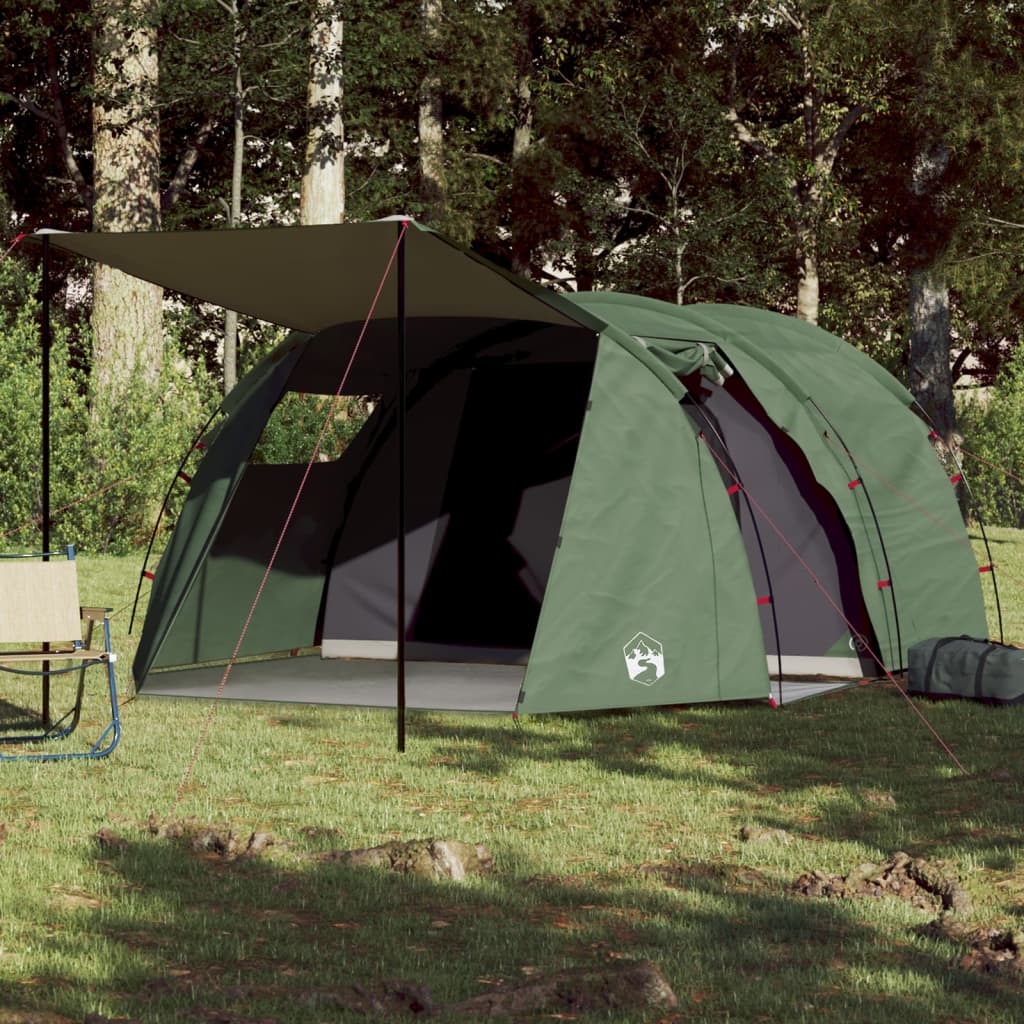 vidaXL Cort de camping 4 persoane, verde, 420x260x153 cm, tafta 185T