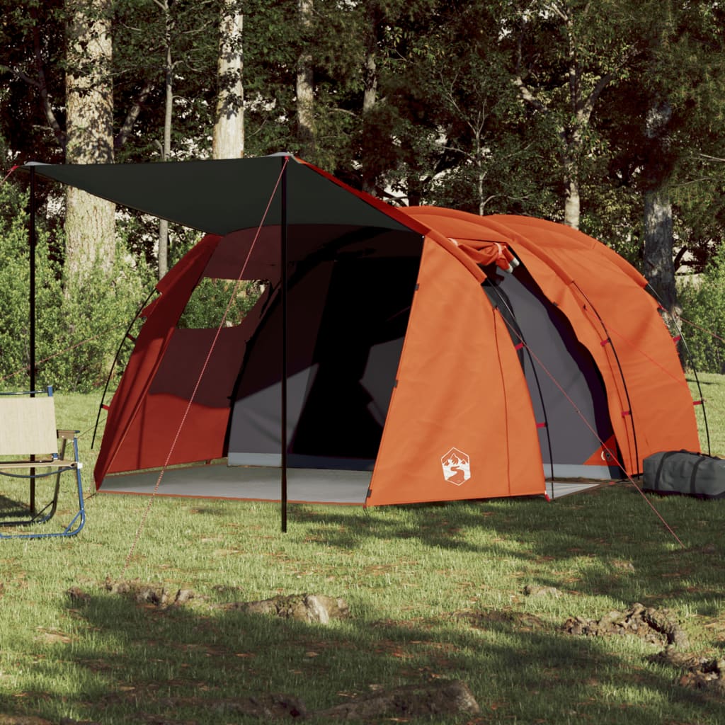 vidaXL Cort camping 4 persoane gri/portocaliu 420x260x153cm tafta 185T