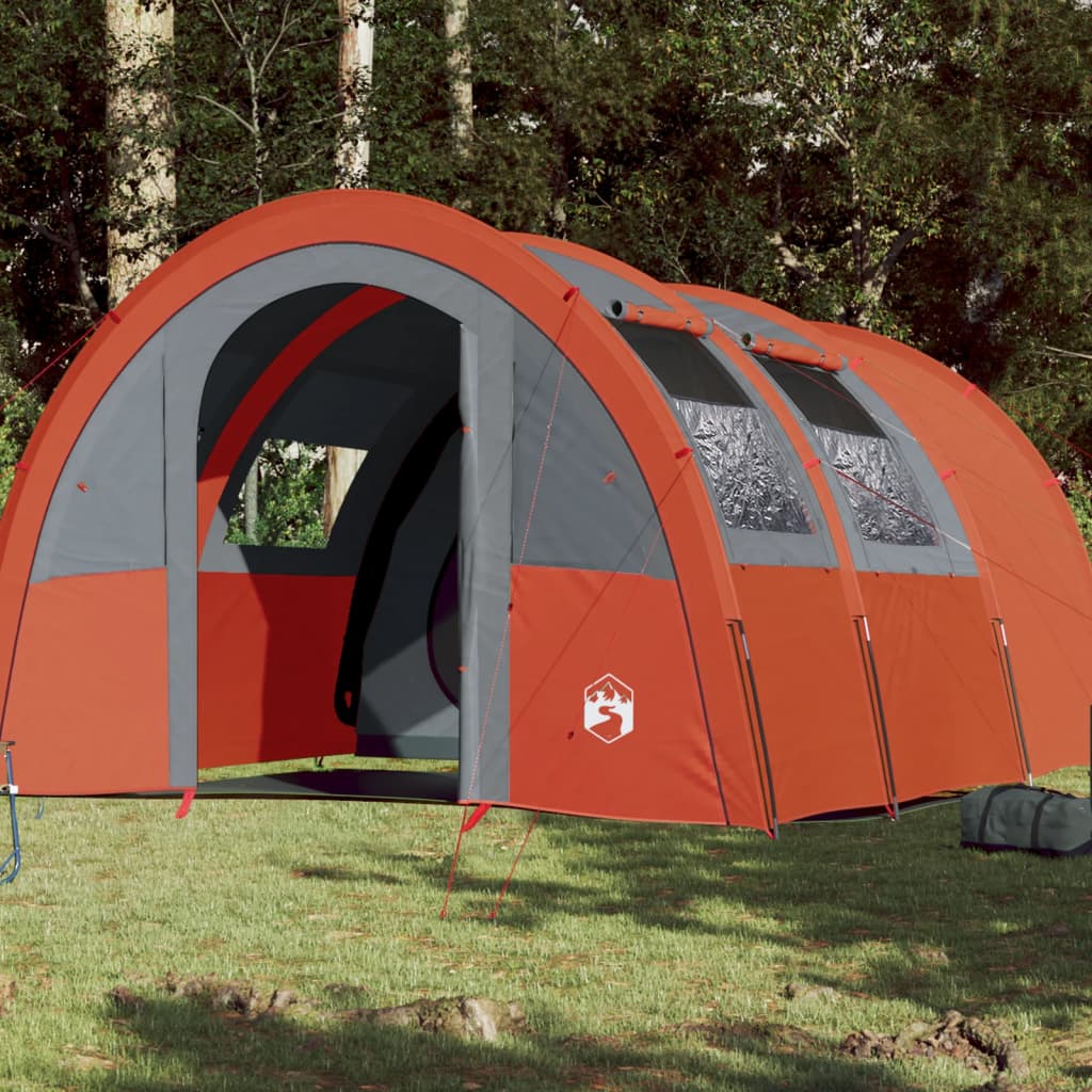 vidaXL Cort camping 4 persoane gri/portocaliu 483x340x193cm tafta 185T