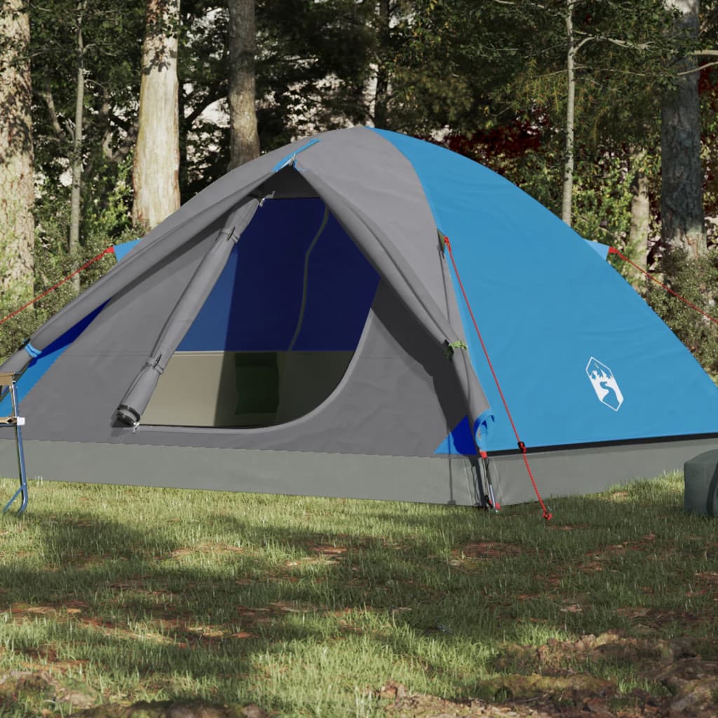 4: vidaXL 3-personers campingtelt 240x217x120 cm 190T taft blå