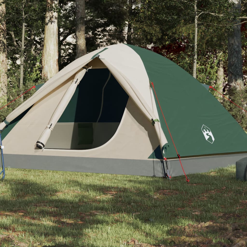vidaXL Tente de camping 6 personnes vert 348x340x190 cm taffetas 190T