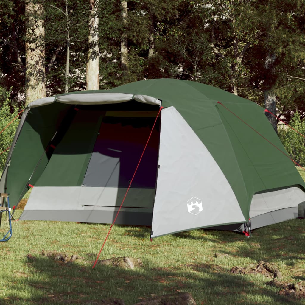 11: vidaXL 4-personers campingtelt 350x280x155 cm 190T taft grøn