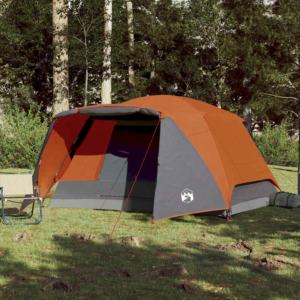 Thumbnail - vidaXL Campingzelt mit Vorzelt 4 Personen Grau und Orange Wasserfest