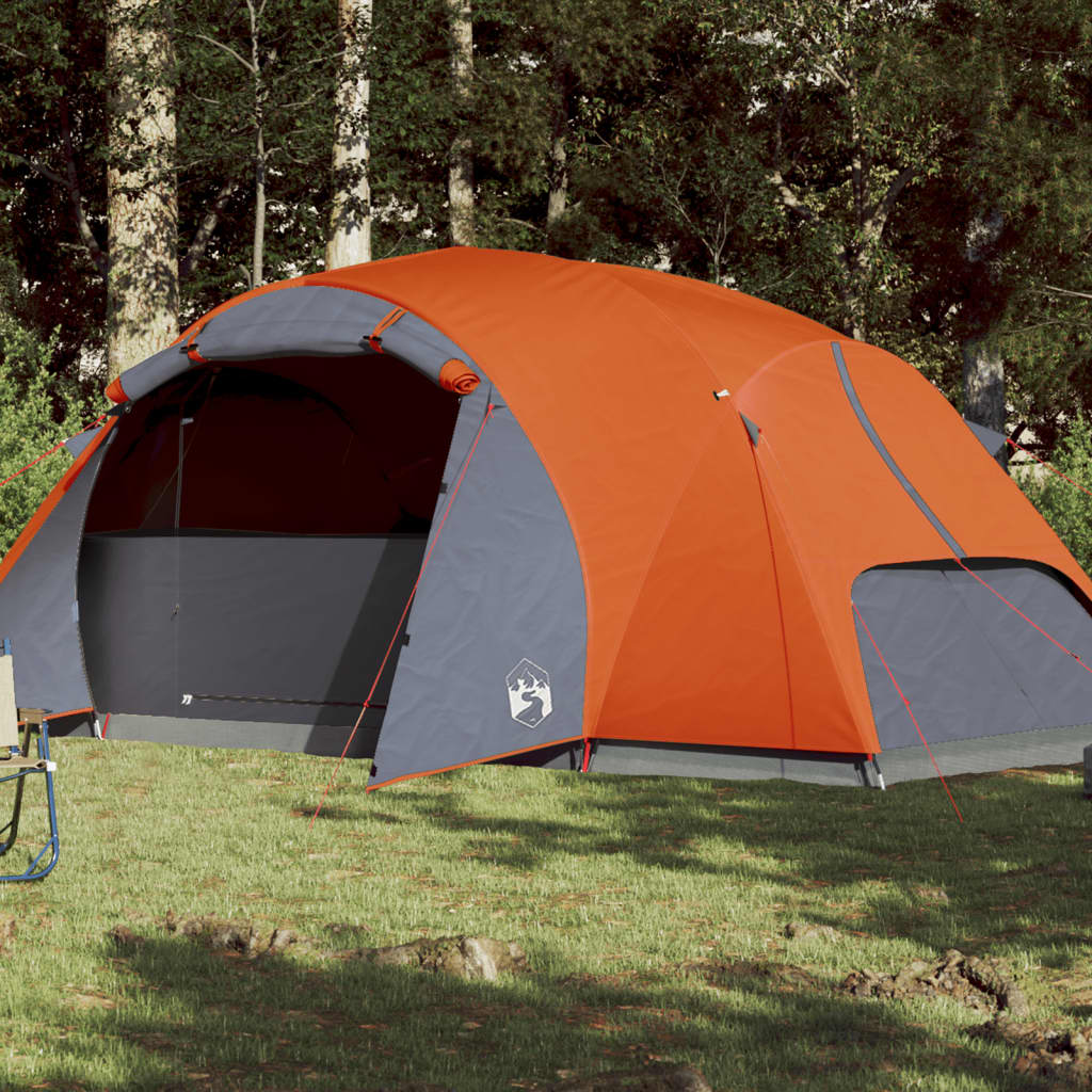 Tenda familiar ventilação cruzada 8 pessoas impermeável laranja