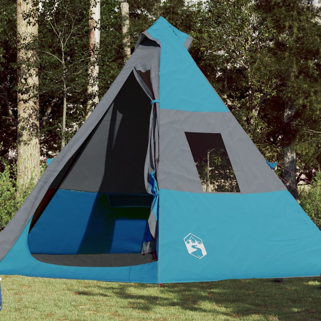vidaXL Cort camping, 7 persoane, albastru, țesătură opacă, impermeabil