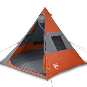 vidaXL matkatelk 7 inimesele, tipi, oranž, veekindel