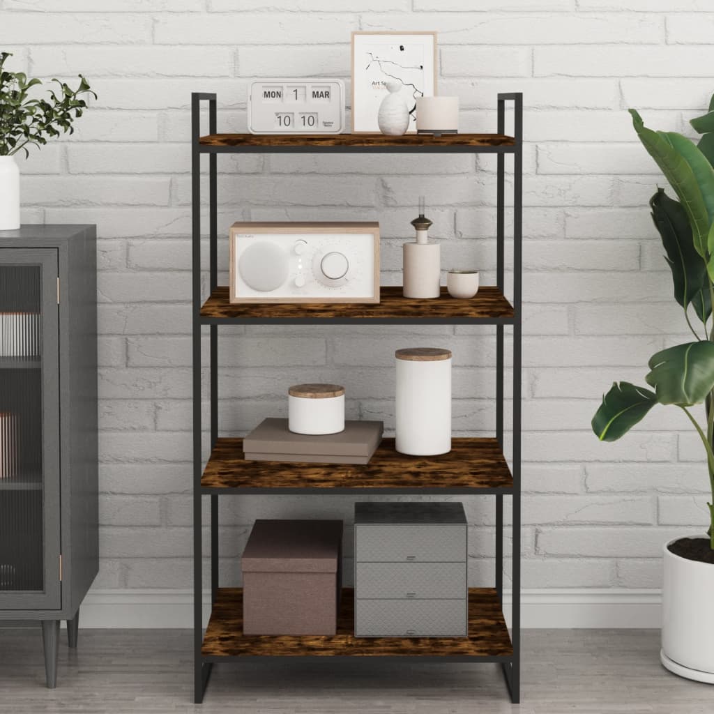 vidaXL Wandschappen 4 st 60x40x1,5 cm bewerkt hout gerookt eikenkleur afbeelding